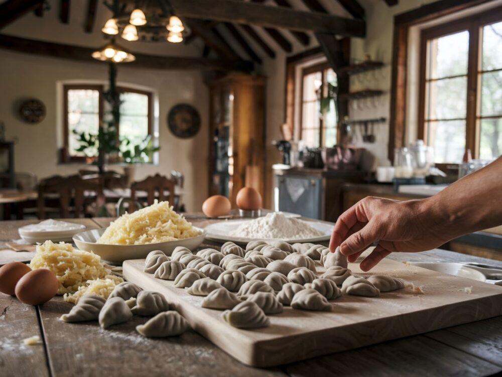 gotowe szare kluski na talerzu