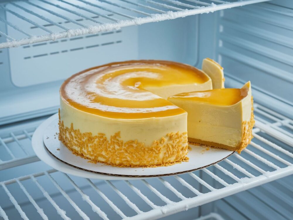 kawałek ciasta w zamrażarce