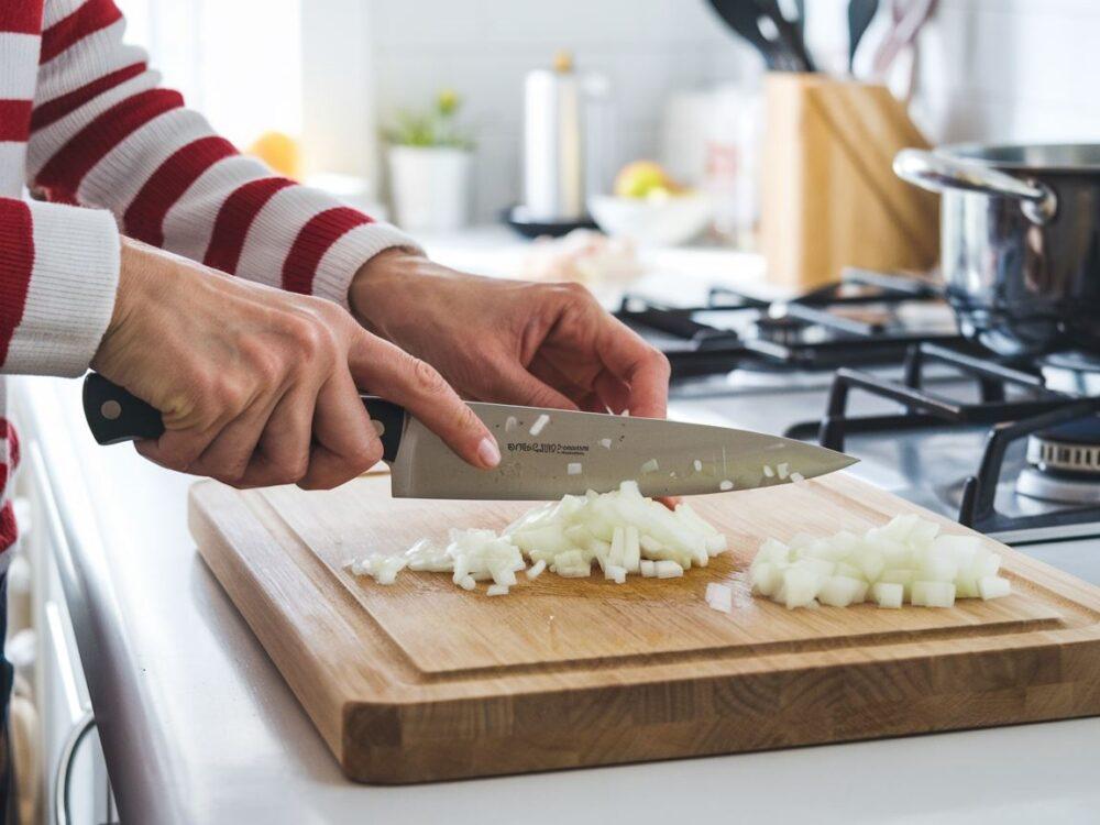 krojenie cebuli w kostkę