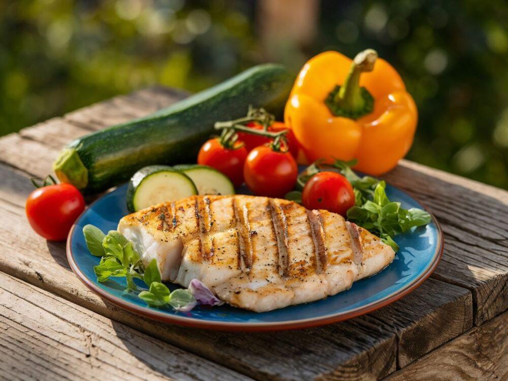 ryba z brokułami i marchewką