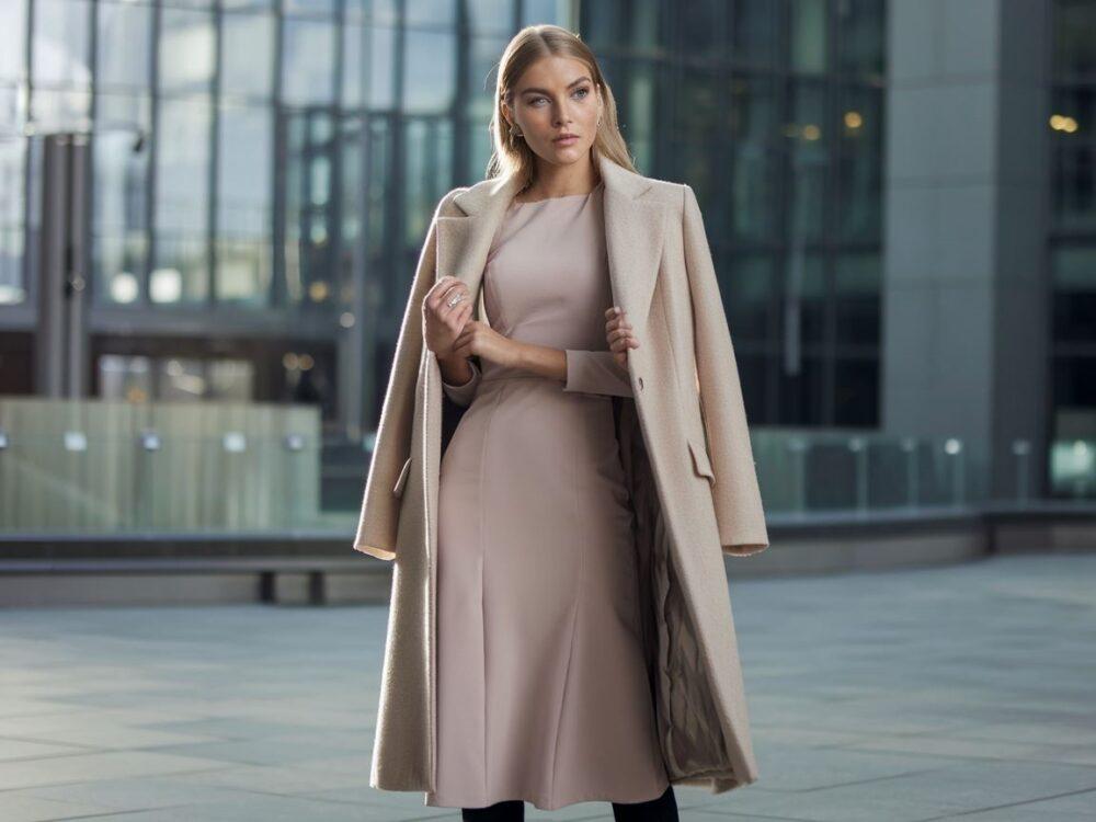 stylizacja z midi i płaszczem