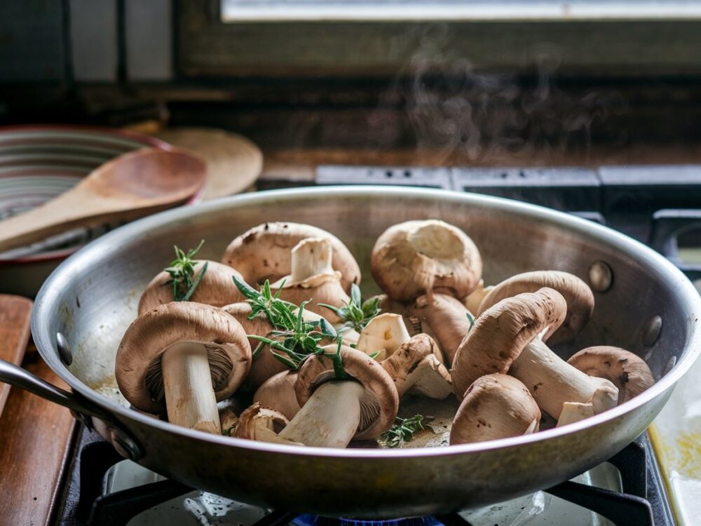 świeże grzyby z ziołami