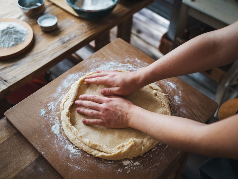 wyrabianie ciasta rękami