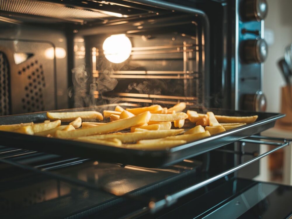 złociste frytki na blasze