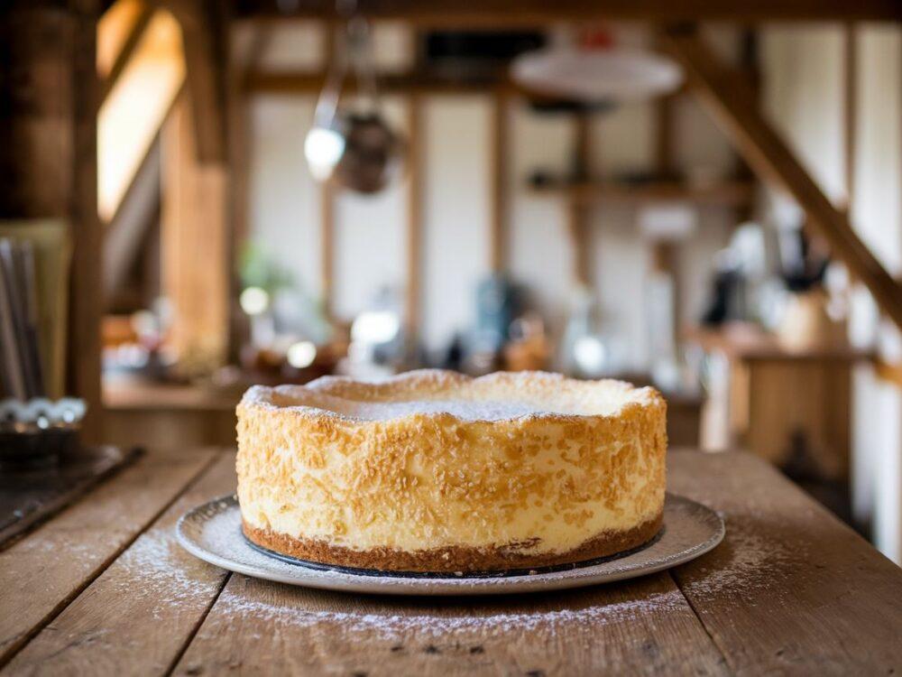 złocisty sernik na talerzu